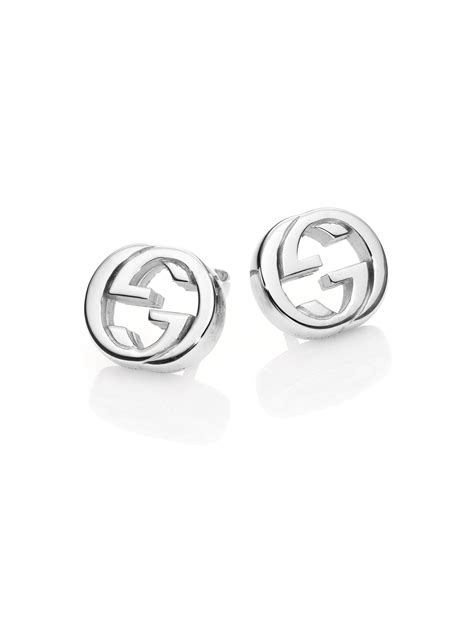 gucci sterling silver interlocking g stud earrings|gucci sterling silver hoop earrings.